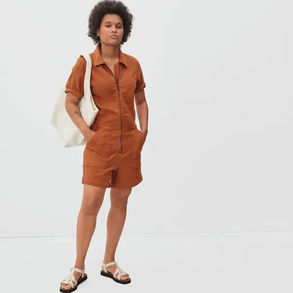 NWT Everlane Denim Short Coverall Jumpsuit - Picture 1 of 3